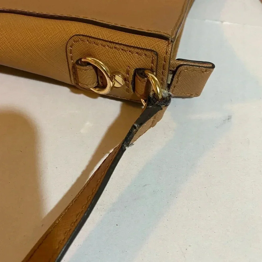 Michael kors brown saffiano leather satchel handbag